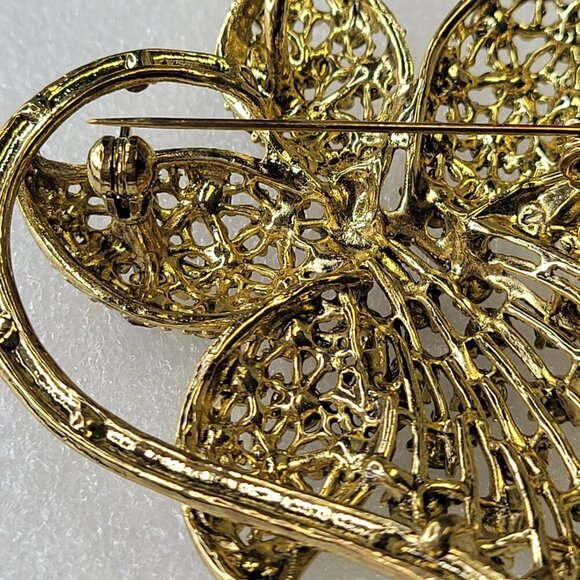 Colorful Rhinestone Gold Tone Large Brooch or Pendant - Picture 12 of 13